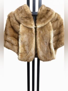 Vintage Brown Fur Stole Capelet